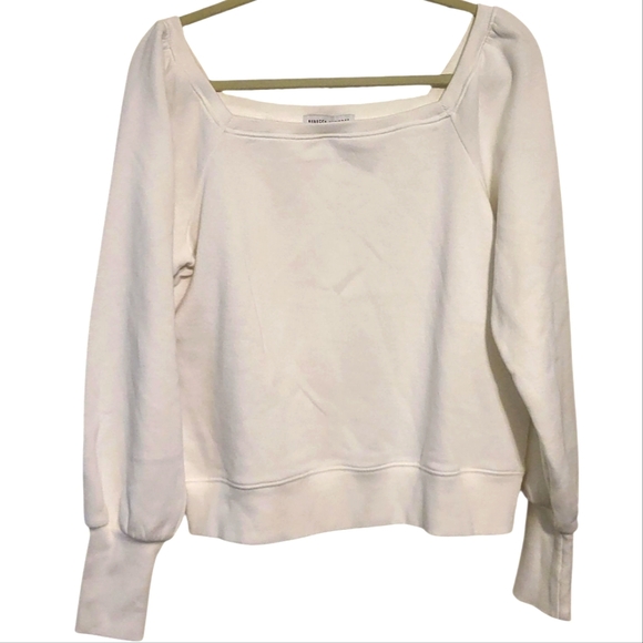 Rebecca Minkoff White Cropped Womens Square Neck Sweatshirt, L - Picture 1 of 7